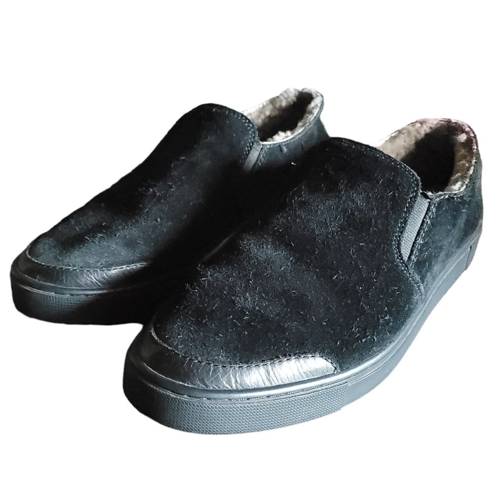 Frye Gemma Shearling Slip-On Sneaker in Black Suede Size 9.5M